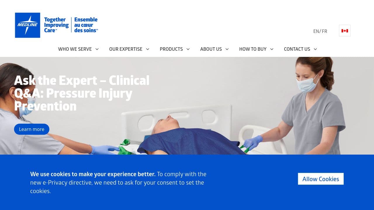 Medline Canada, Corporation website screenshot