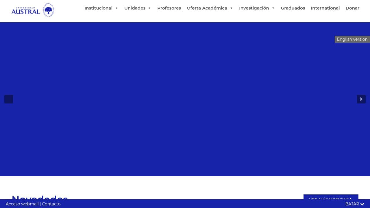 Universidad Austral, Buenos Aires website screenshot