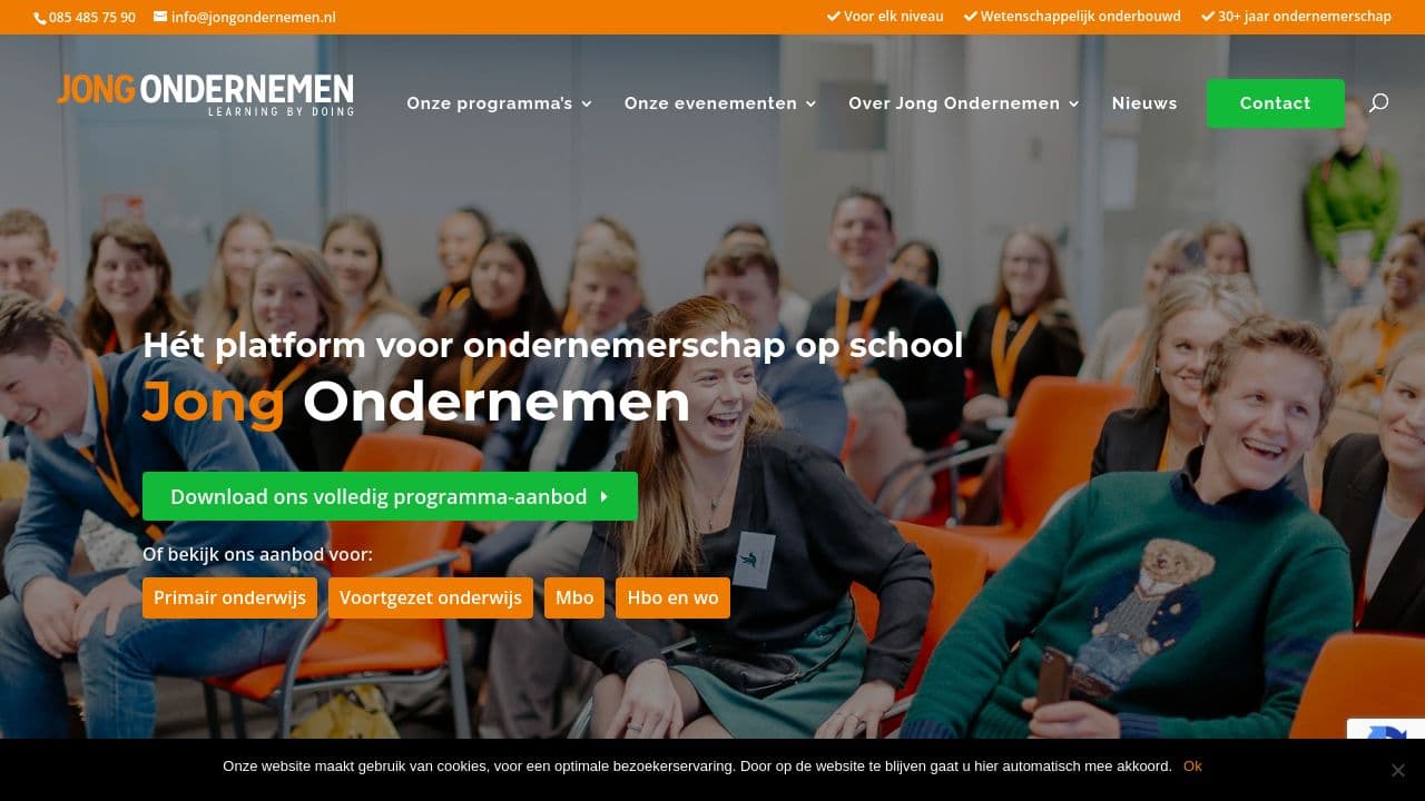 Jong Ondernemen website screenshot