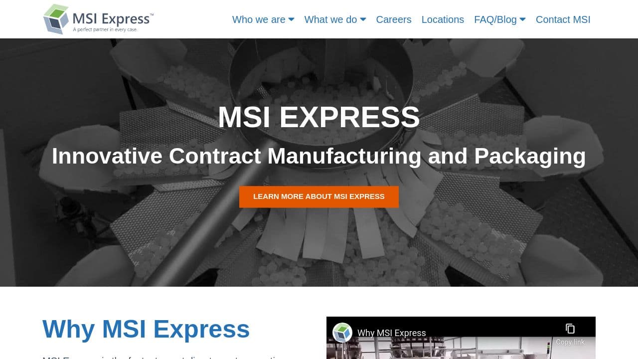 Power Packaging, A MSI/Express Company website screenshot
