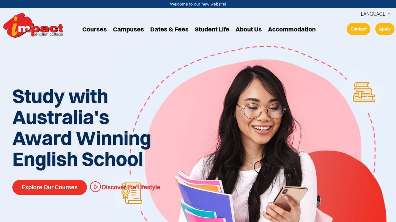 Impact English College website screenshot
