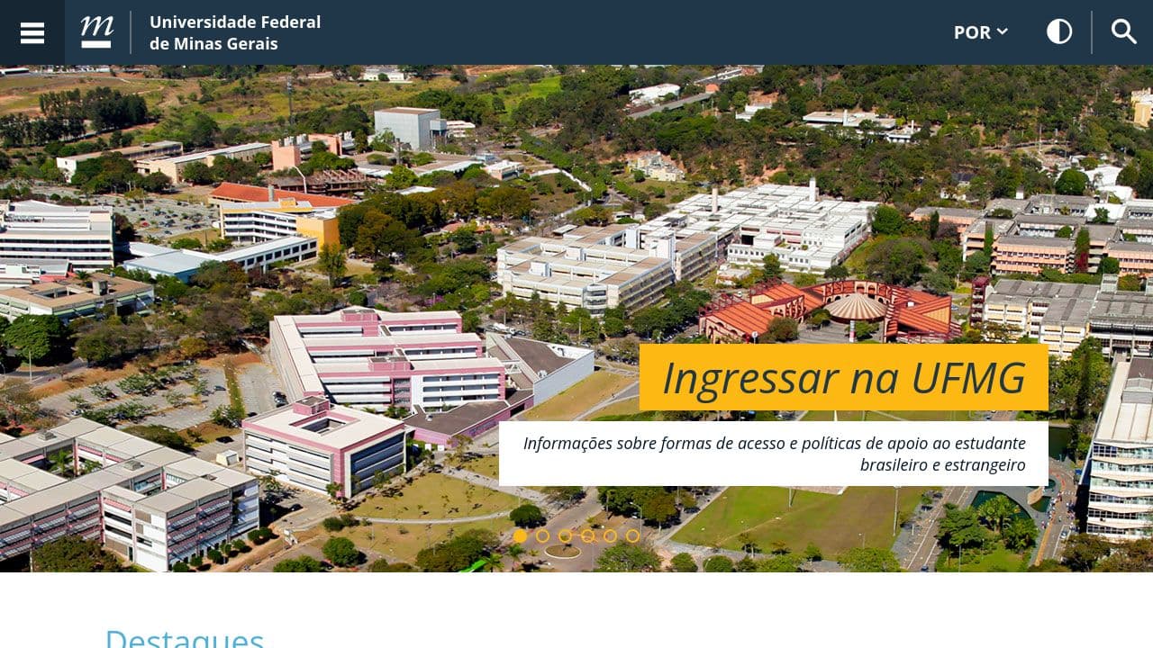 Universidade Federal de Minas Gerais website screenshot