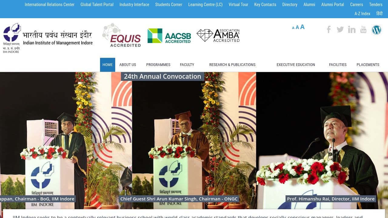 Indian Institute of Management, Indore website screenshot