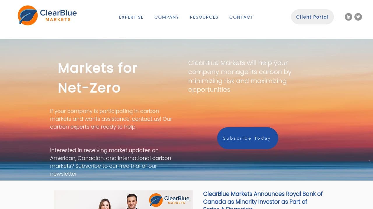 ClearBlue Markets website screenshot