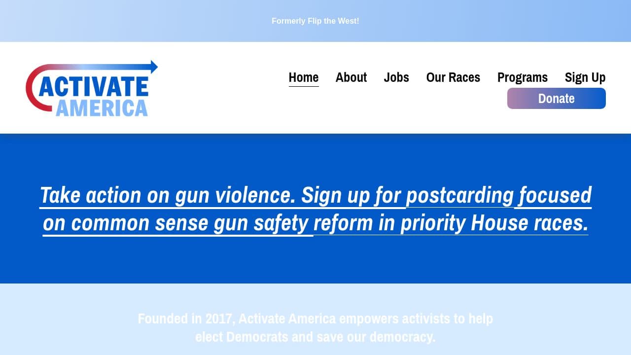 Activate America (formerly Flip the West) website screenshot