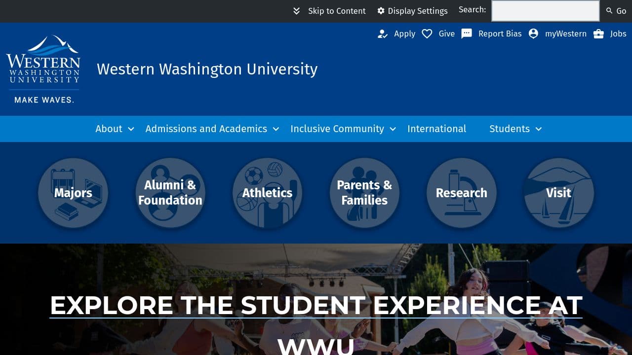 Western Washington University website screenshot