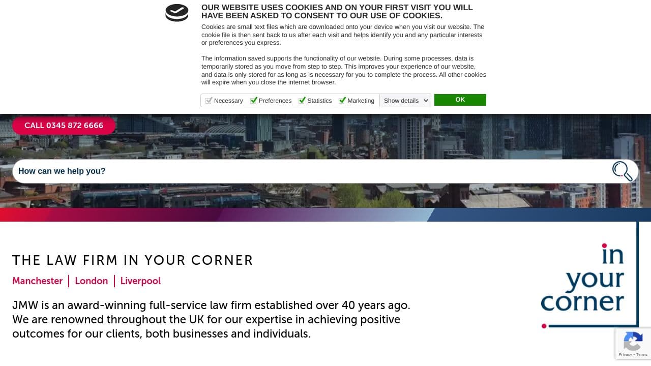 JMW Solicitors LLP website screenshot