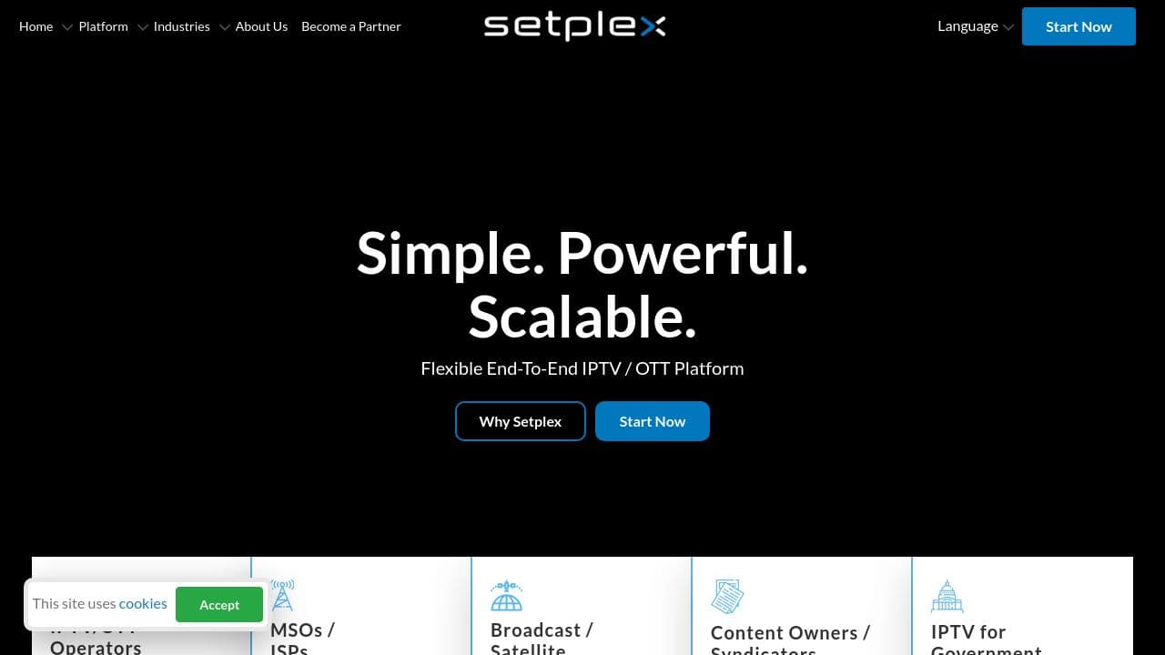 Setplex website screenshot