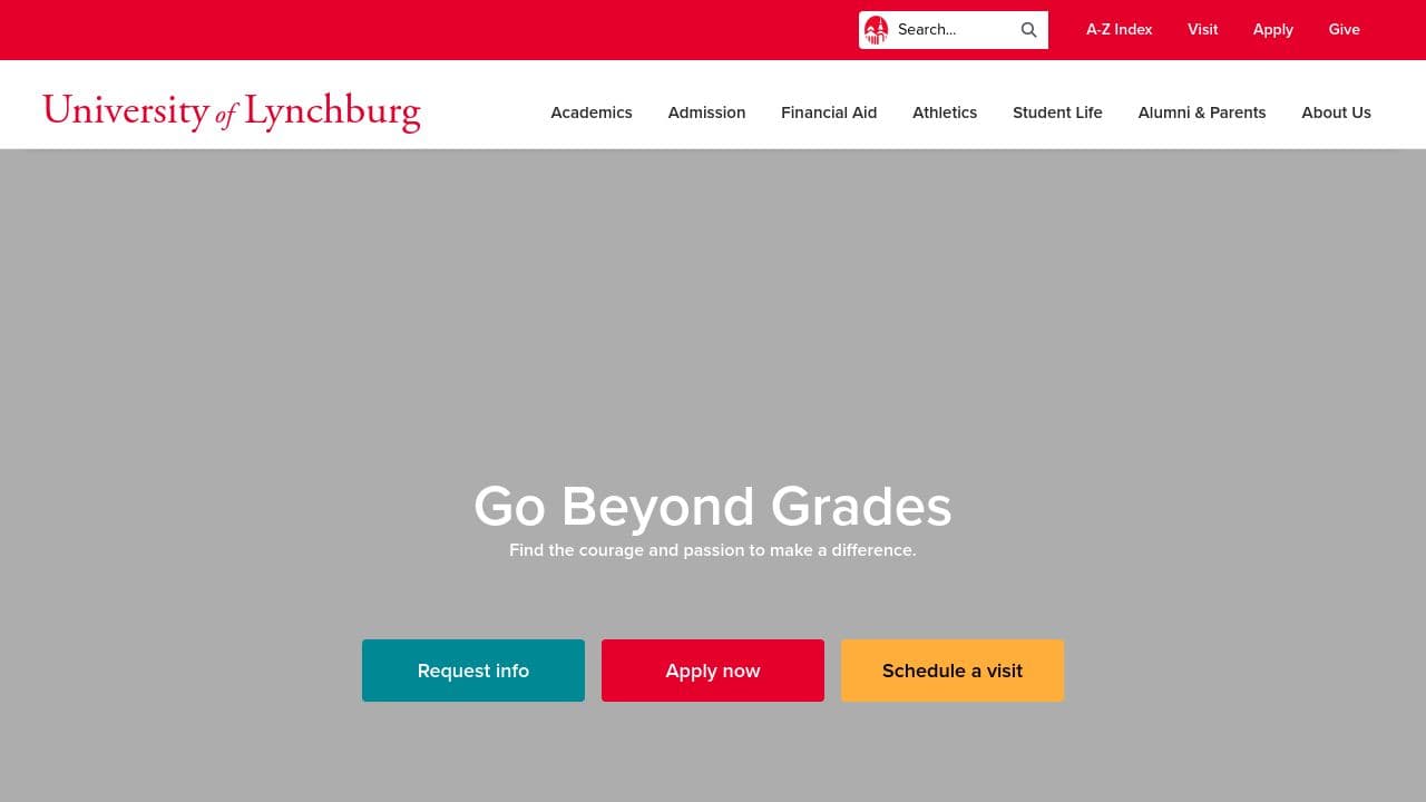 University of Lynchburg website screenshot