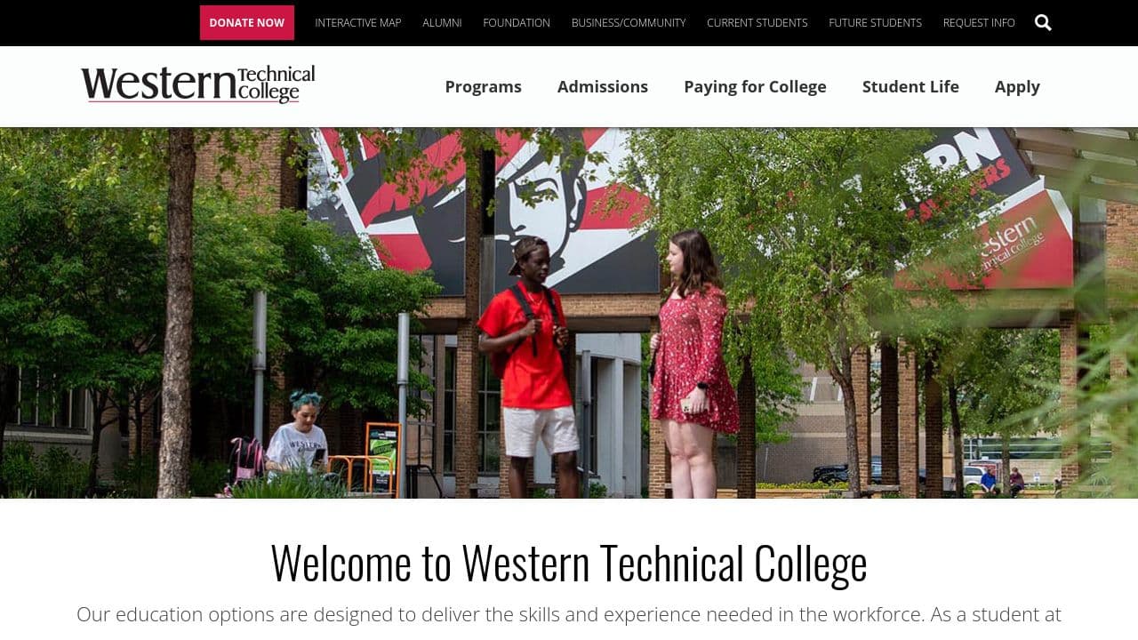 Western Technical College - Company website screenshot