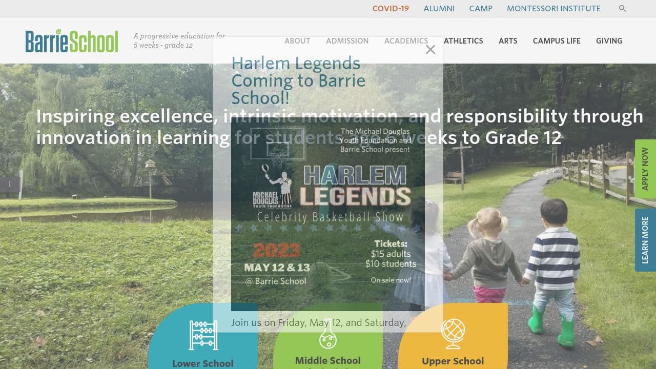 Barrie School website screenshot