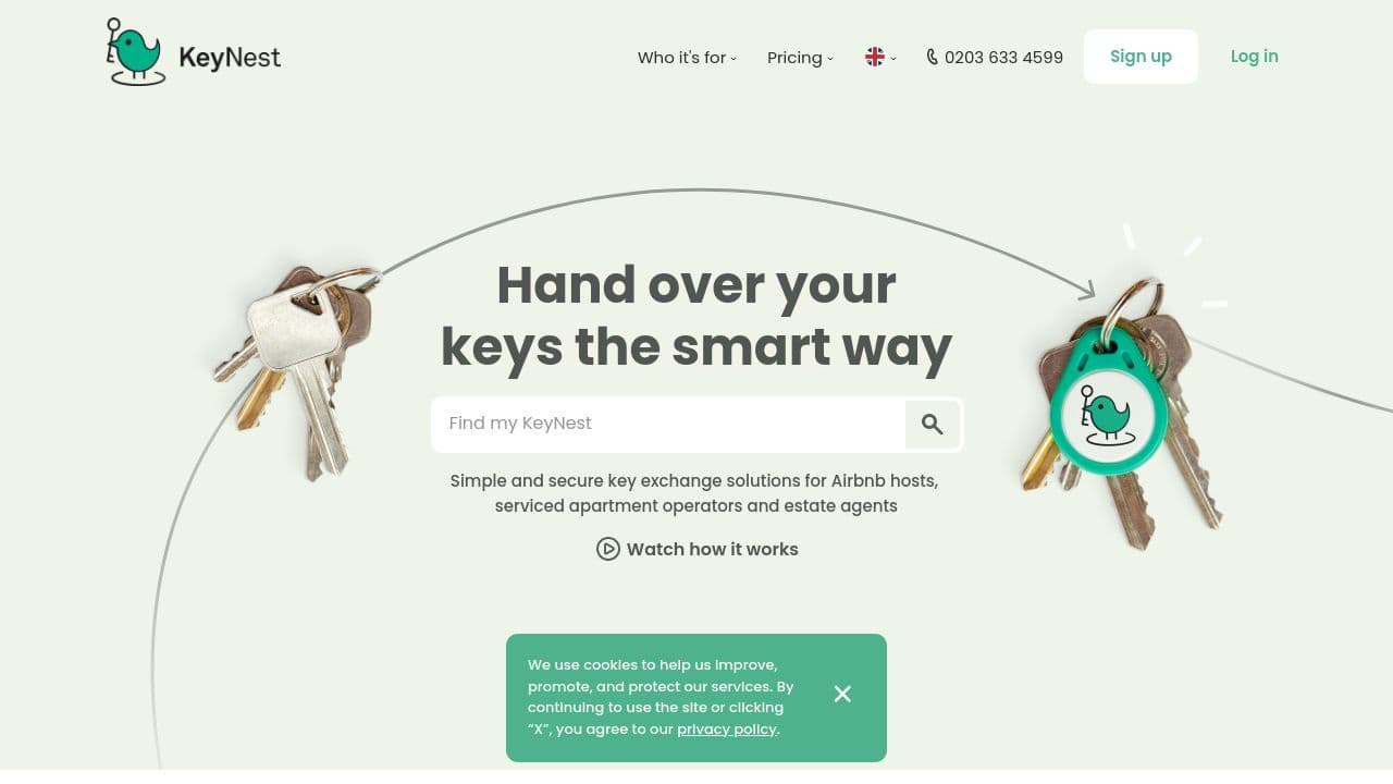 KeyNest - Smart Key Exchange website screenshot