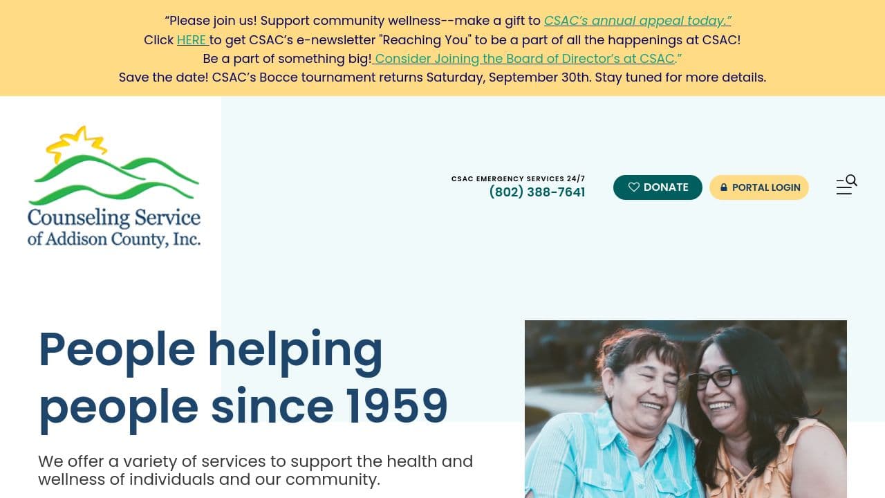 Counseling Service of Addison County, Inc website screenshot