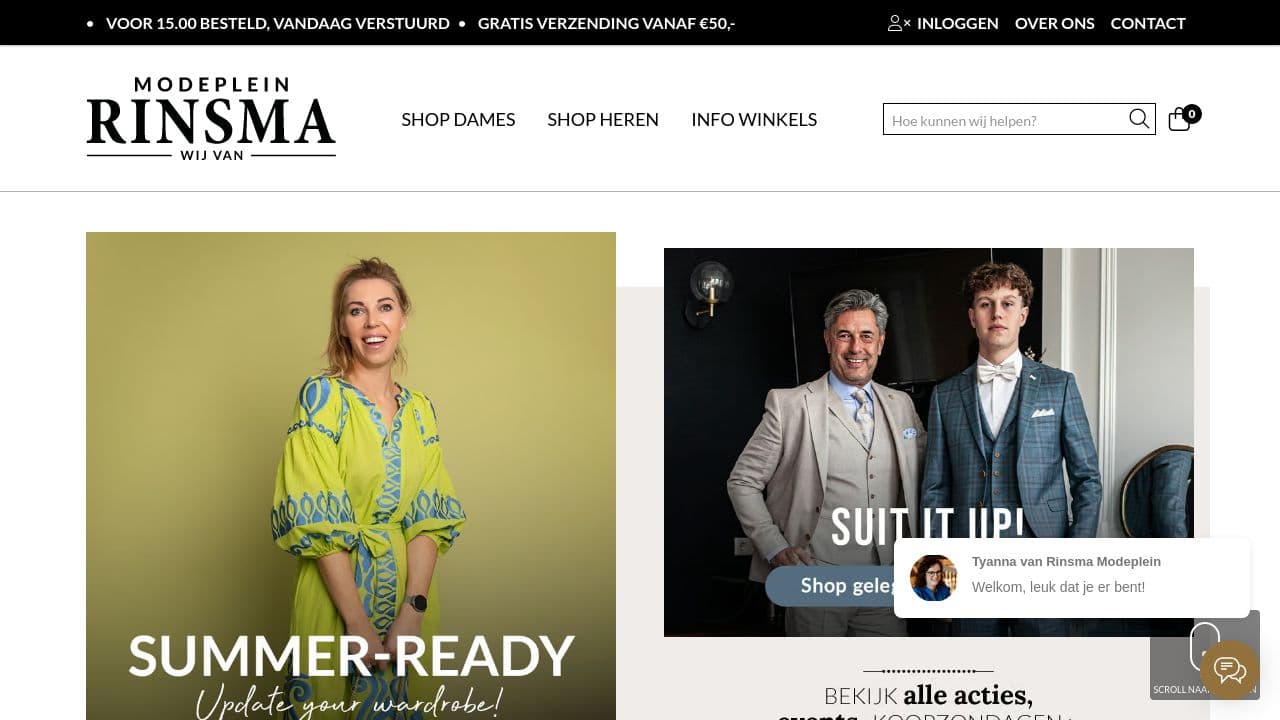 Rinsma Modeplein website screenshot