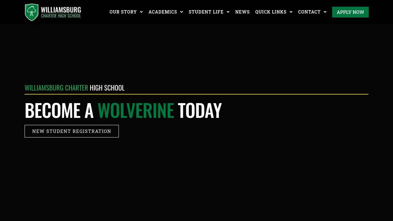Williamsburg Charter High School website screenshot