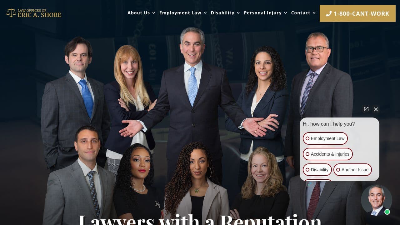 Law Offices of Eric A Shore website screenshot