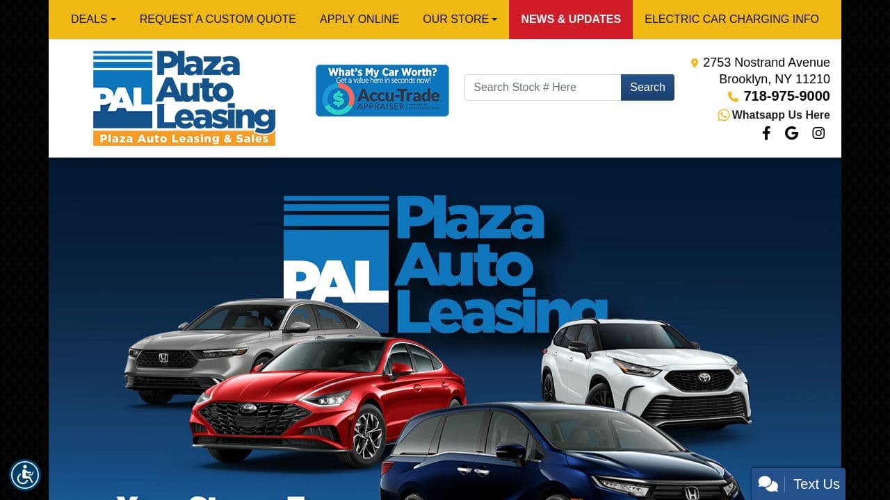 Plaza Auto Leasing & Sales website screenshot