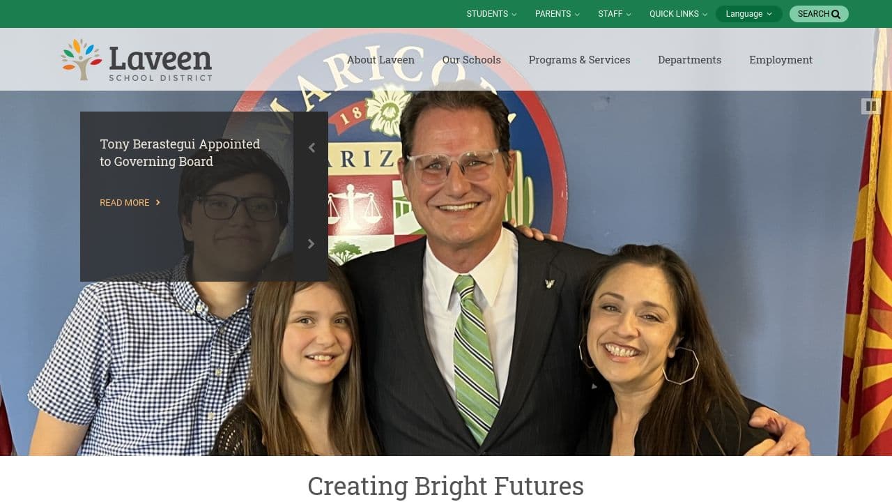 Laveen Elementary School District website screenshot