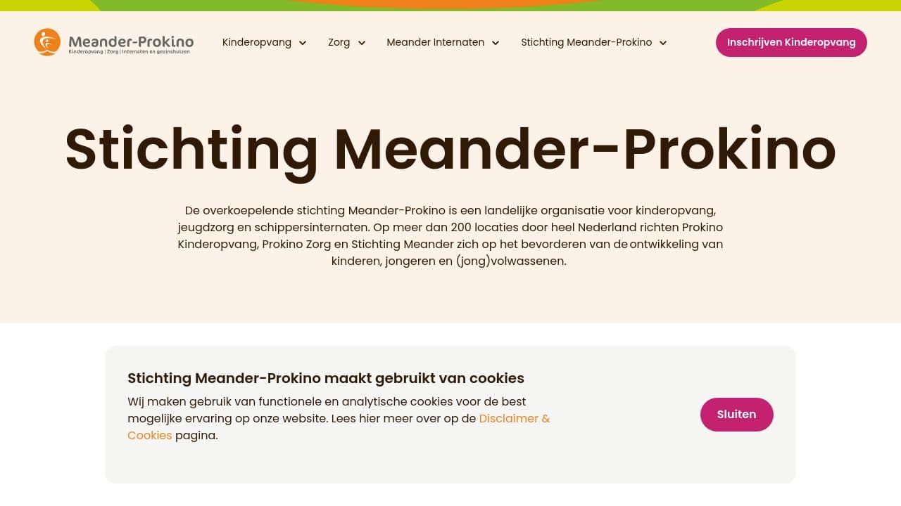 Prokino Kinderopvang  website screenshot