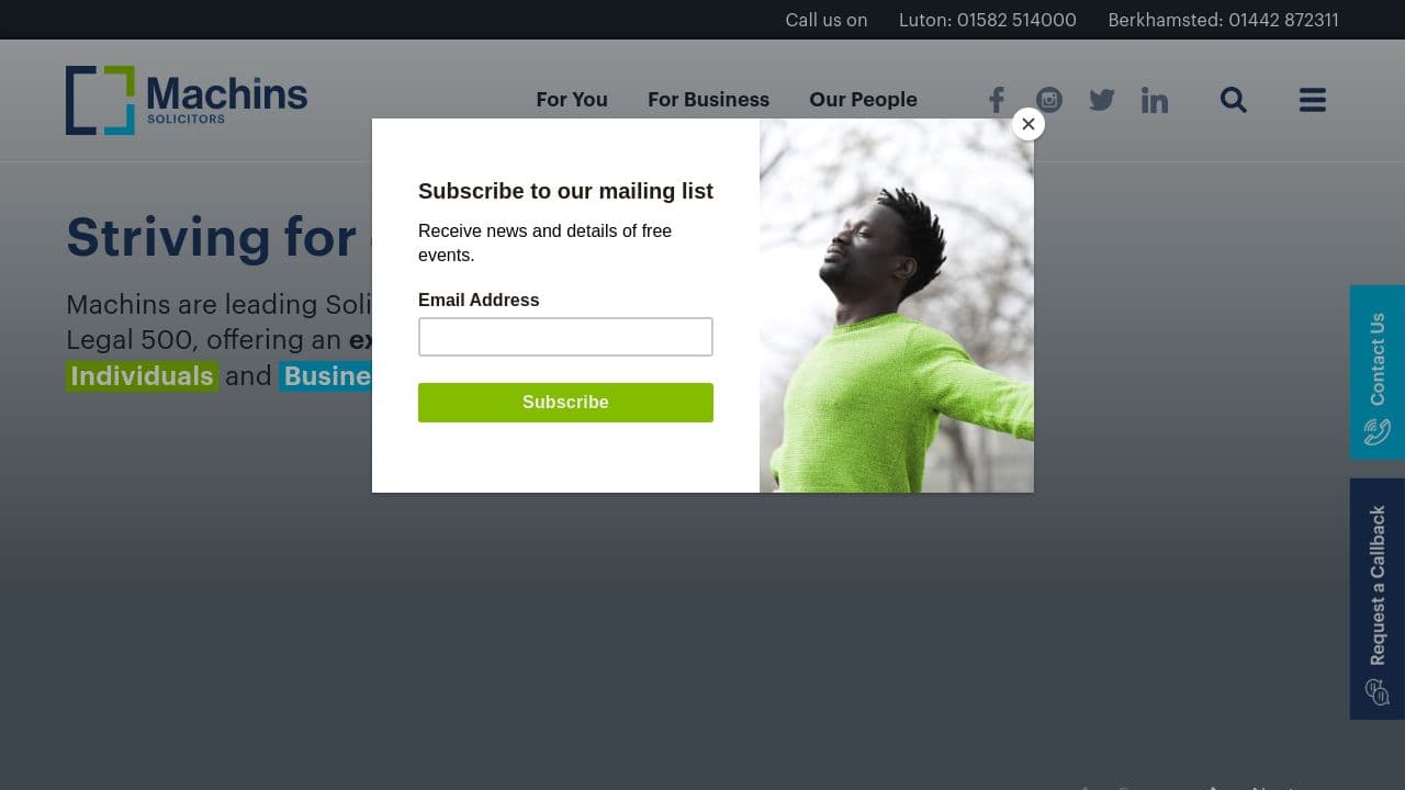 Machins Solicitors LLP website screenshot