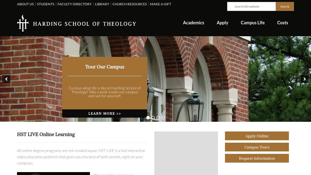 Harding School of Theology website screenshot