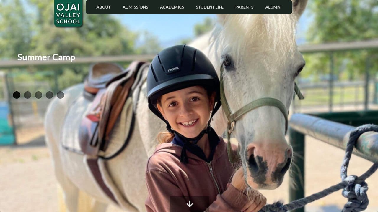 Ojai Valley School website screenshot