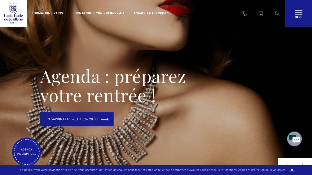Haute Ecole de Joaillerie website screenshot