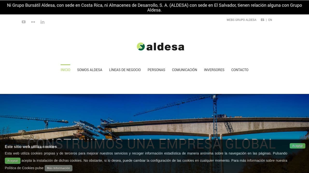 Grupo Aldesa website screenshot