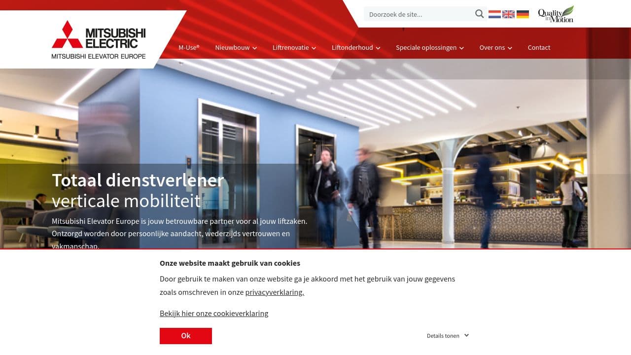 Mitsubishi Elevator Europe website screenshot
