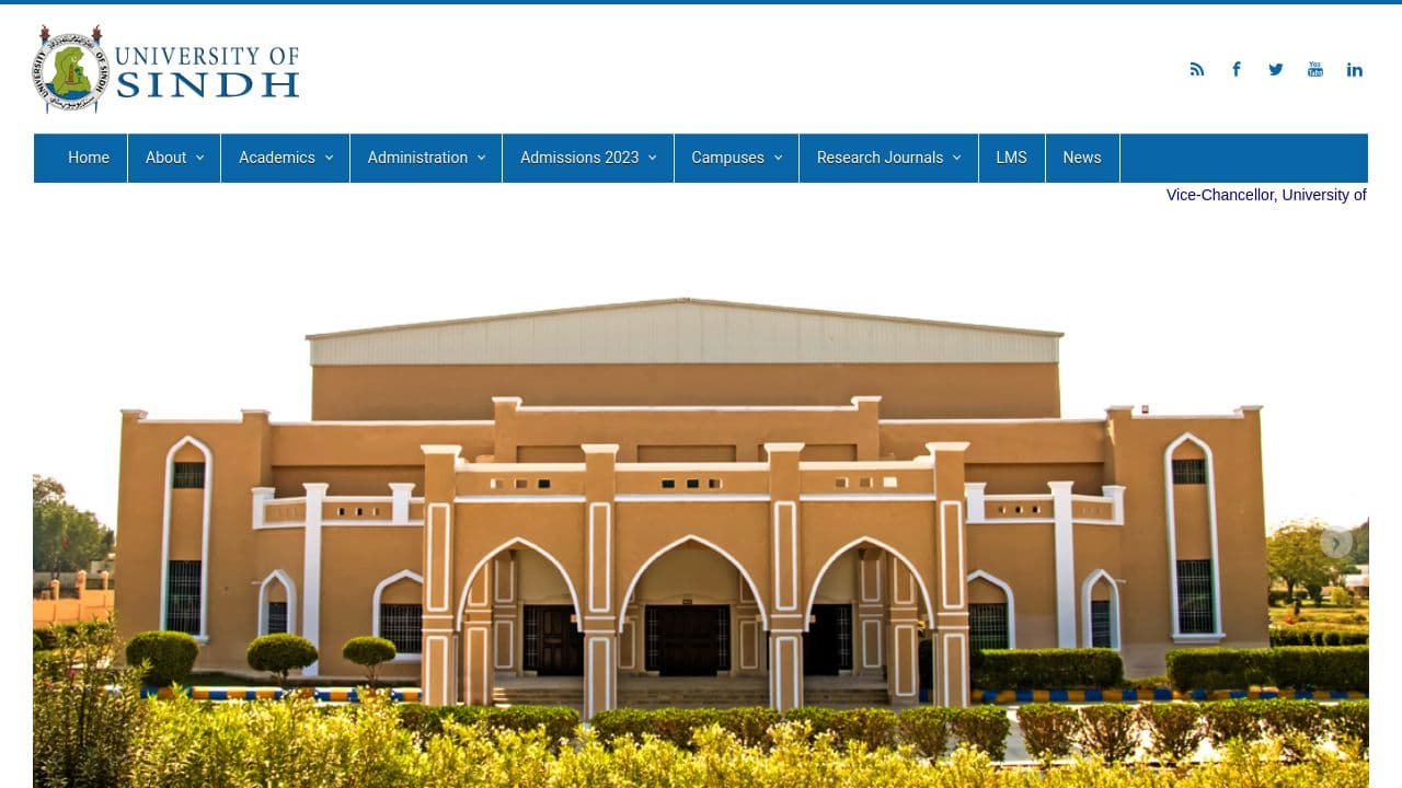 University of Sindh website screenshot