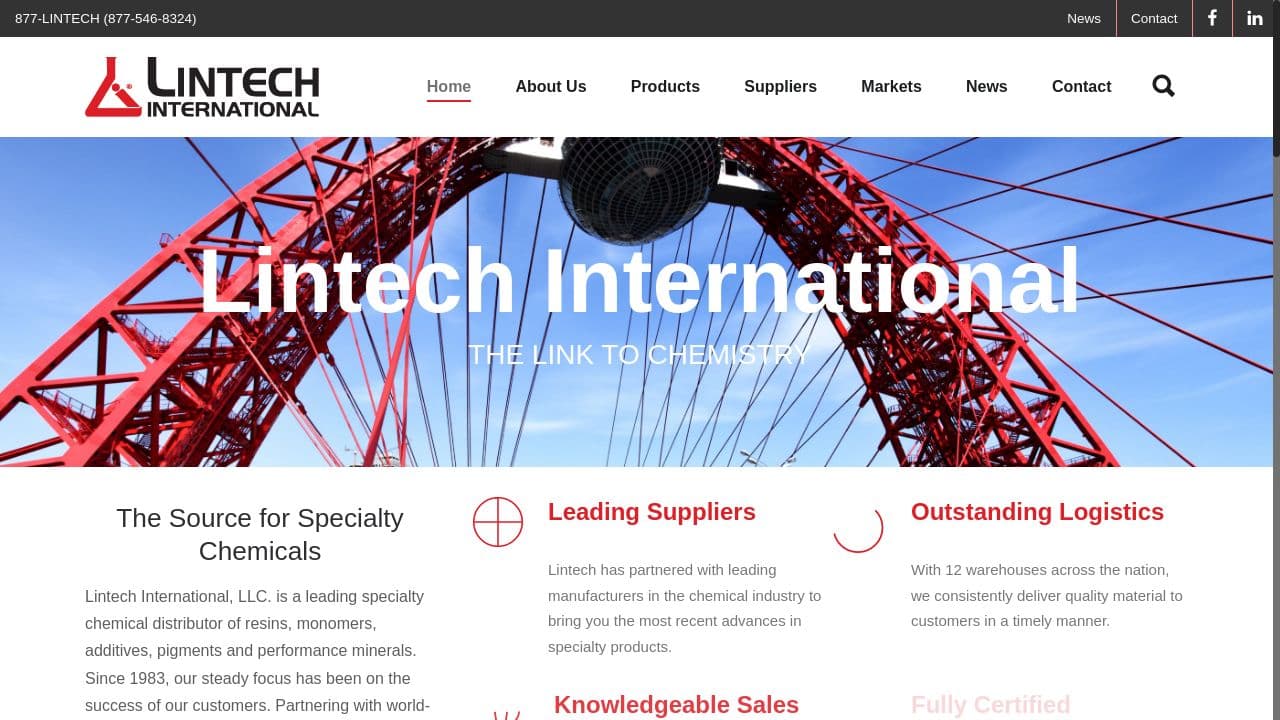 Lintech International website screenshot