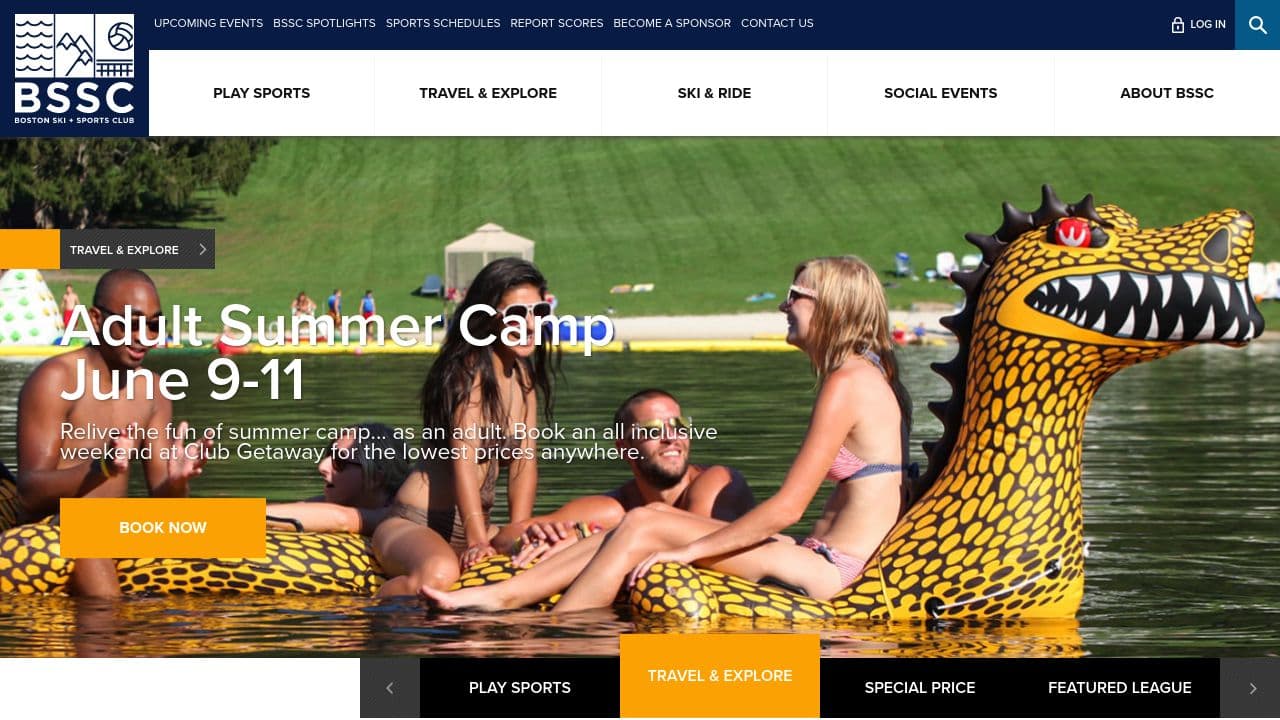 Boston Ski & Sports Club website screenshot