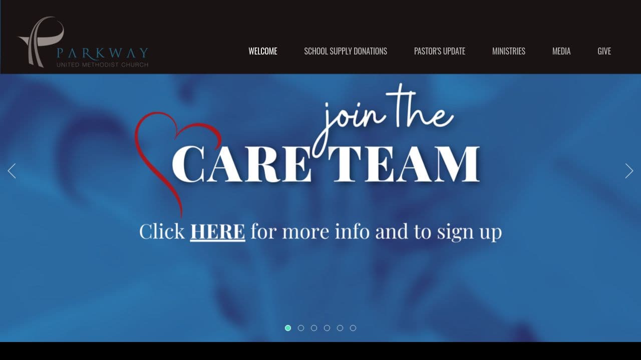 Parkway United Methodist Church website screenshot