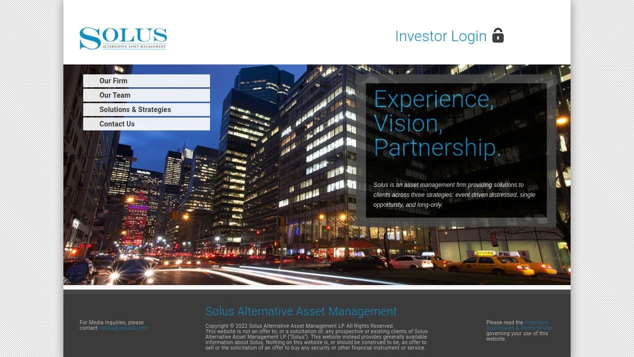 Solus Alternative Asset Management LP website screenshot