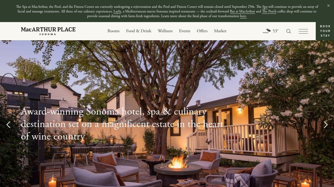 MacArthur Place website screenshot