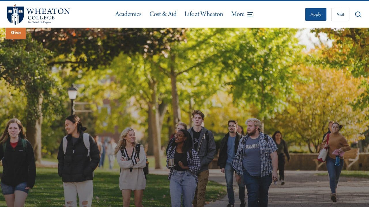 Wheaton College website screenshot