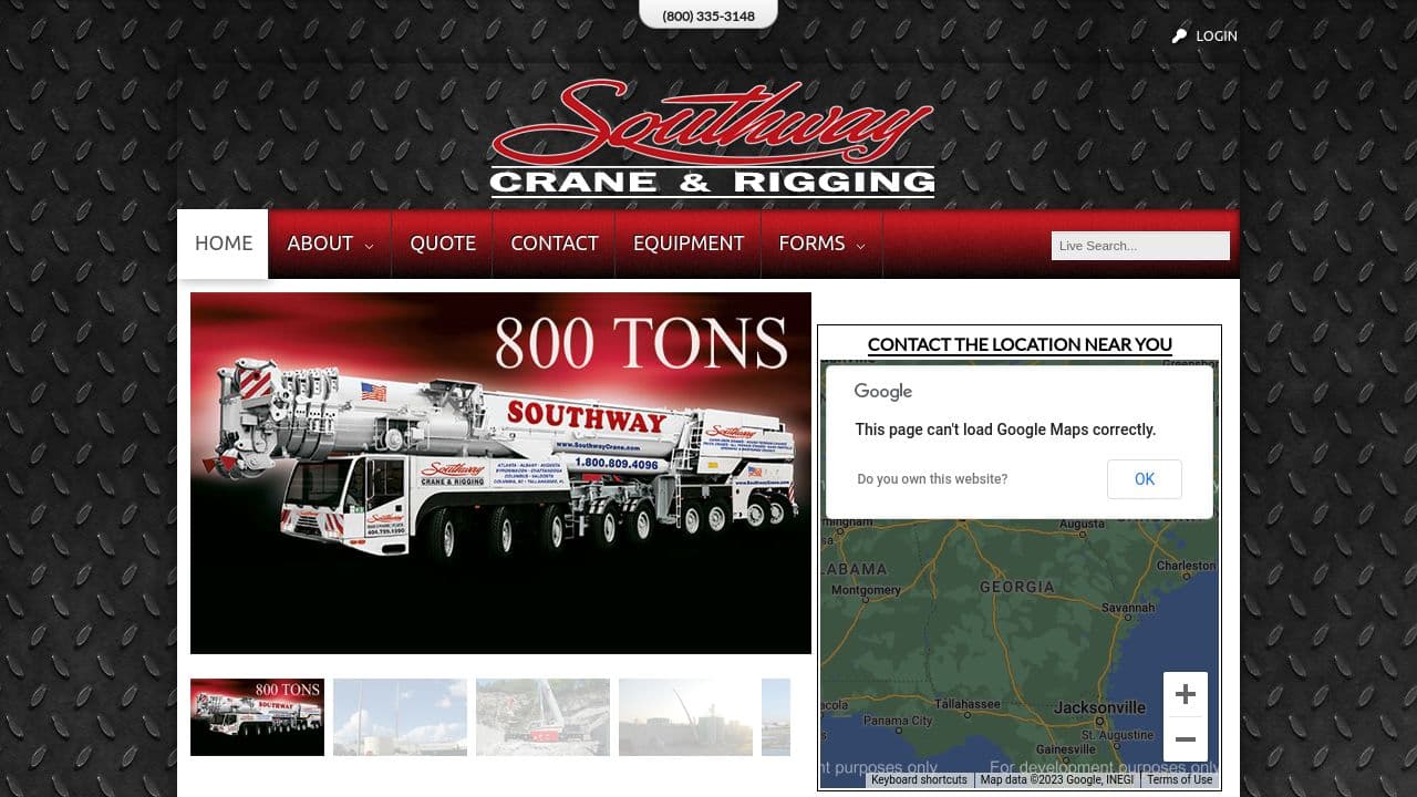 Southway Crane & Rigging website screenshot