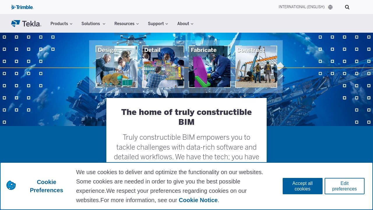 Trimble Tekla website screenshot