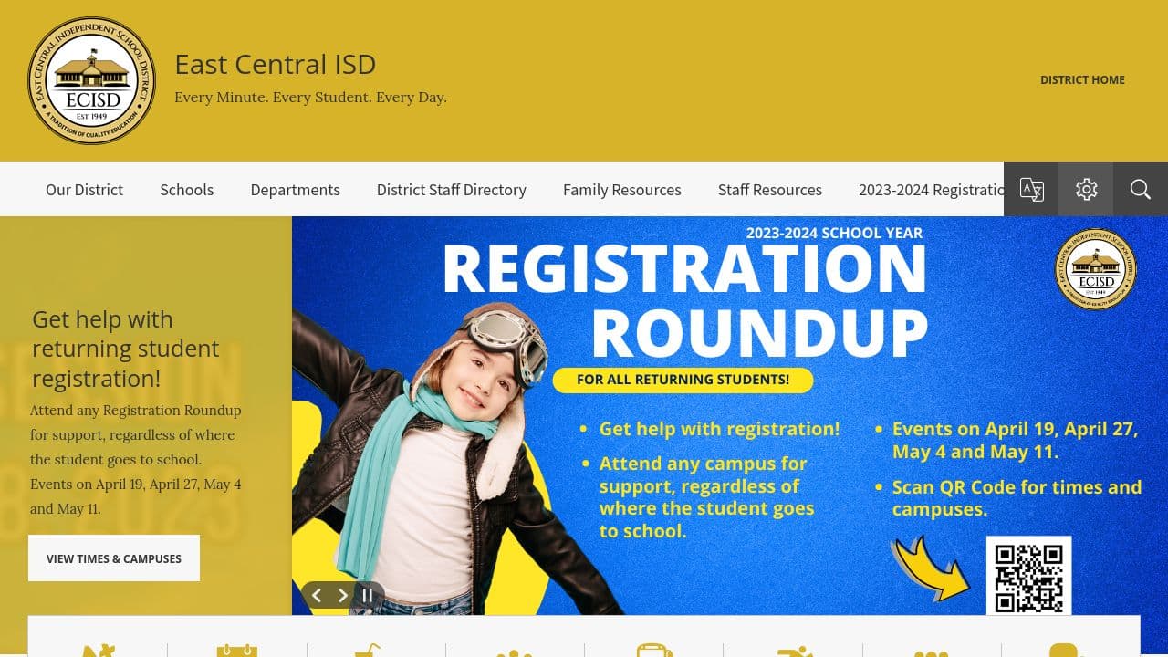 East Central Independent School District website screenshot
