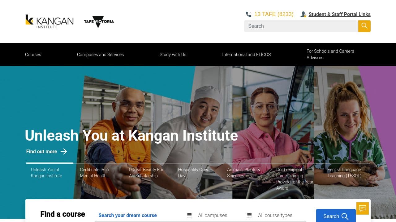 Kangan Institute website screenshot