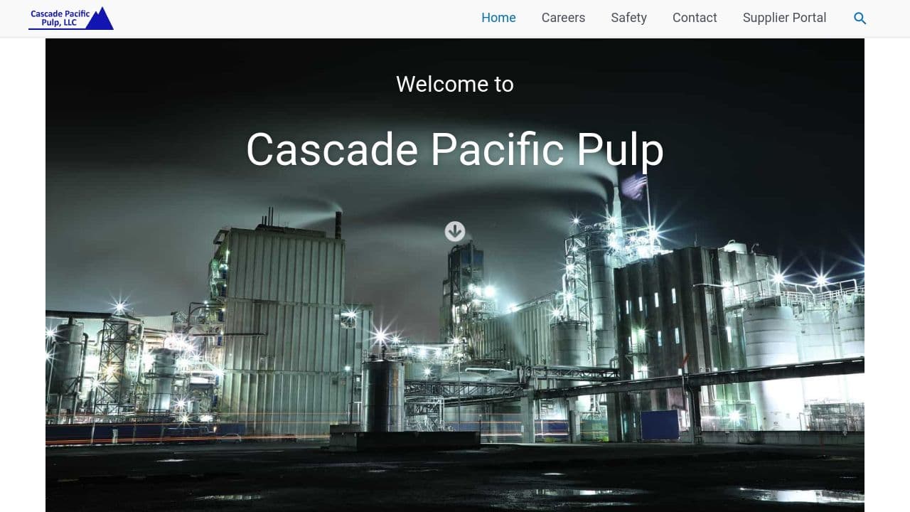 Cascade Pacific Pulp, LLC website screenshot