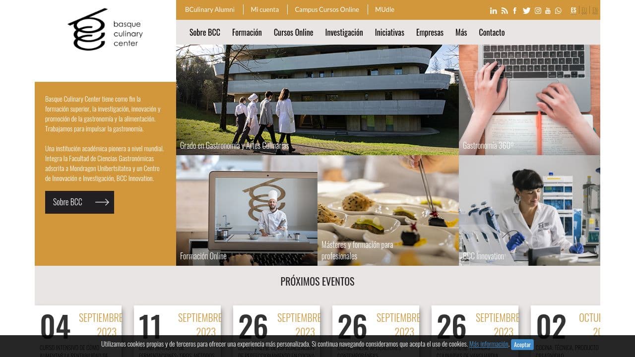 Basque Culinary Center website screenshot