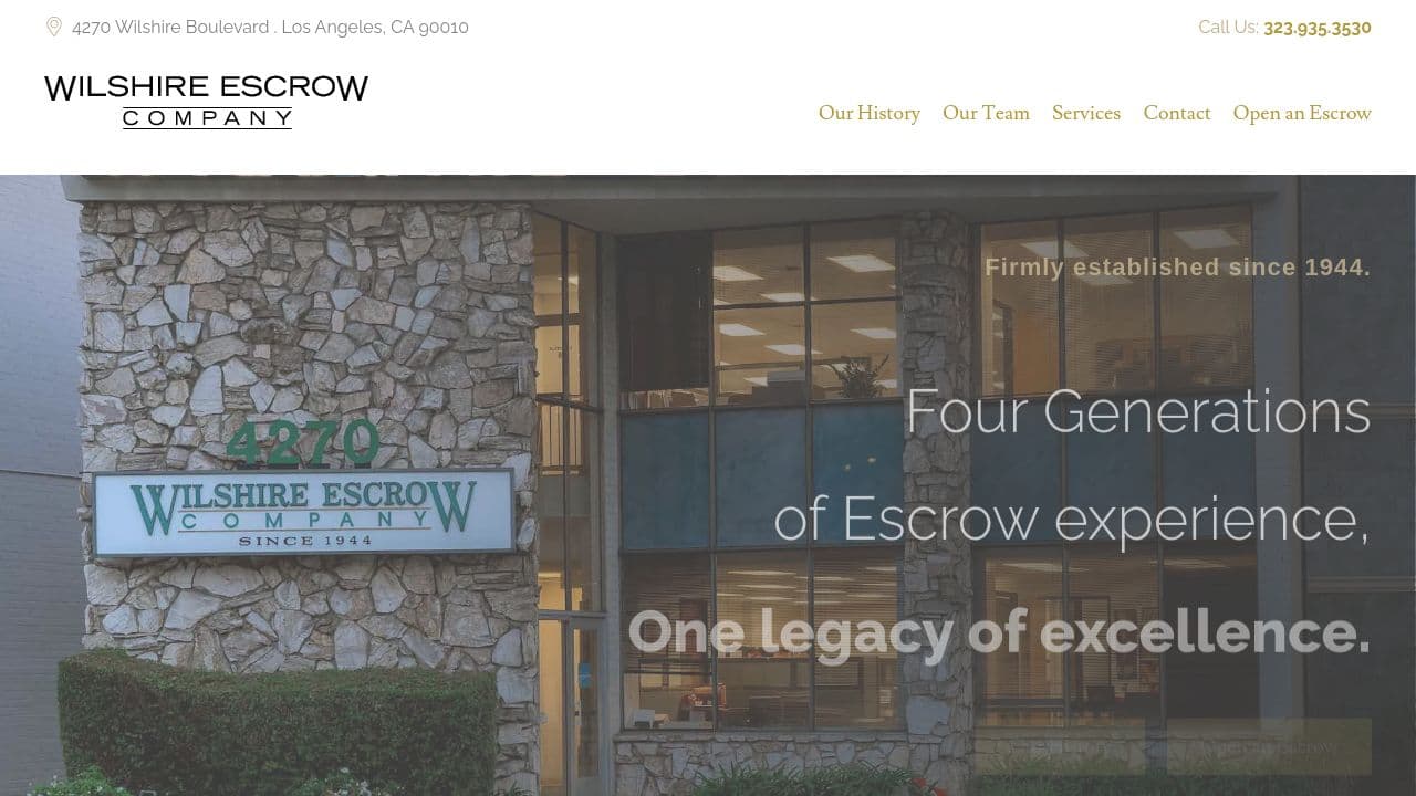 Wilshire Escrow Co website screenshot