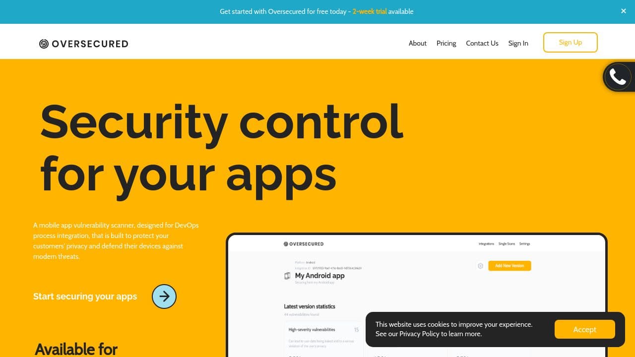 Oversecured website screenshot