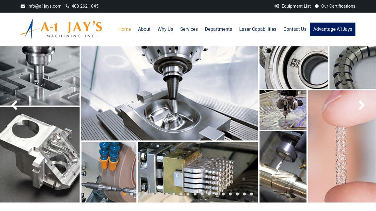 A-1 Jay's Machining Inc. website screenshot