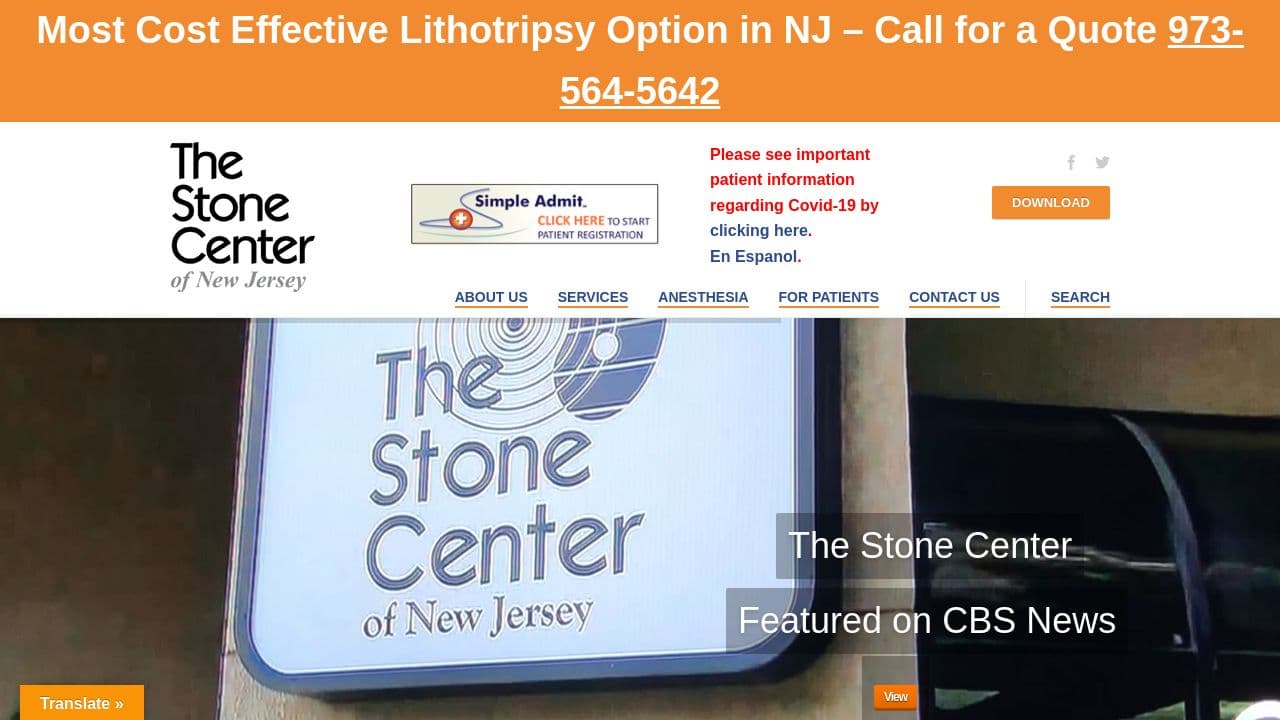 The Stone Center of NJ website screenshot