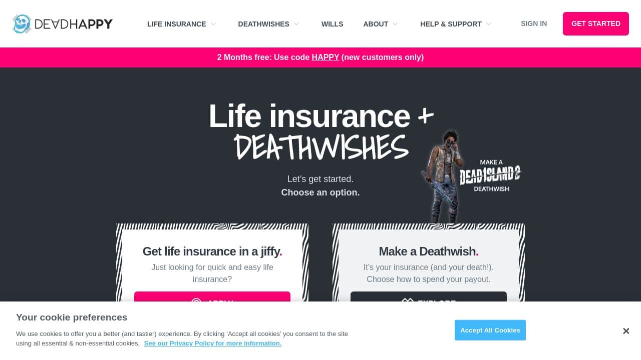 DeadHappy website screenshot