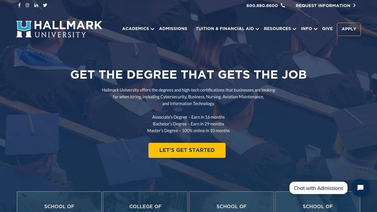 Hallmark University website screenshot