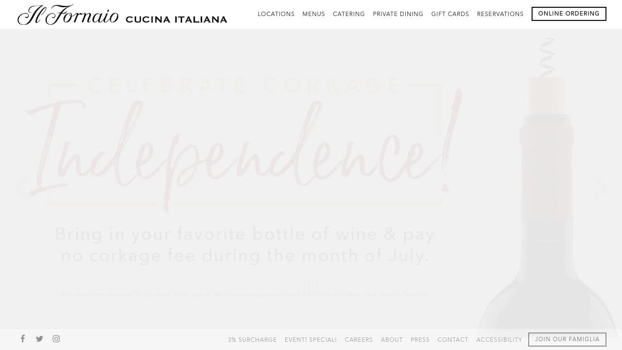 Il Fornaio website screenshot