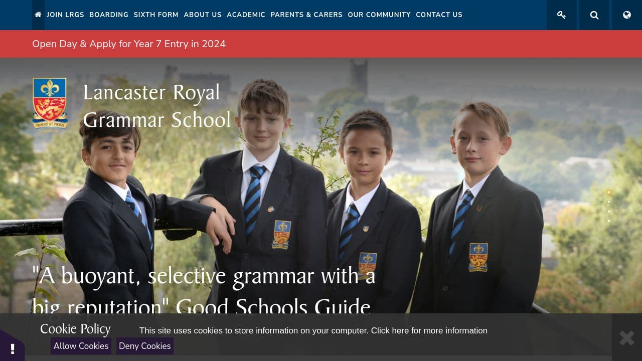 Lancaster Royal Grammar School website screenshot